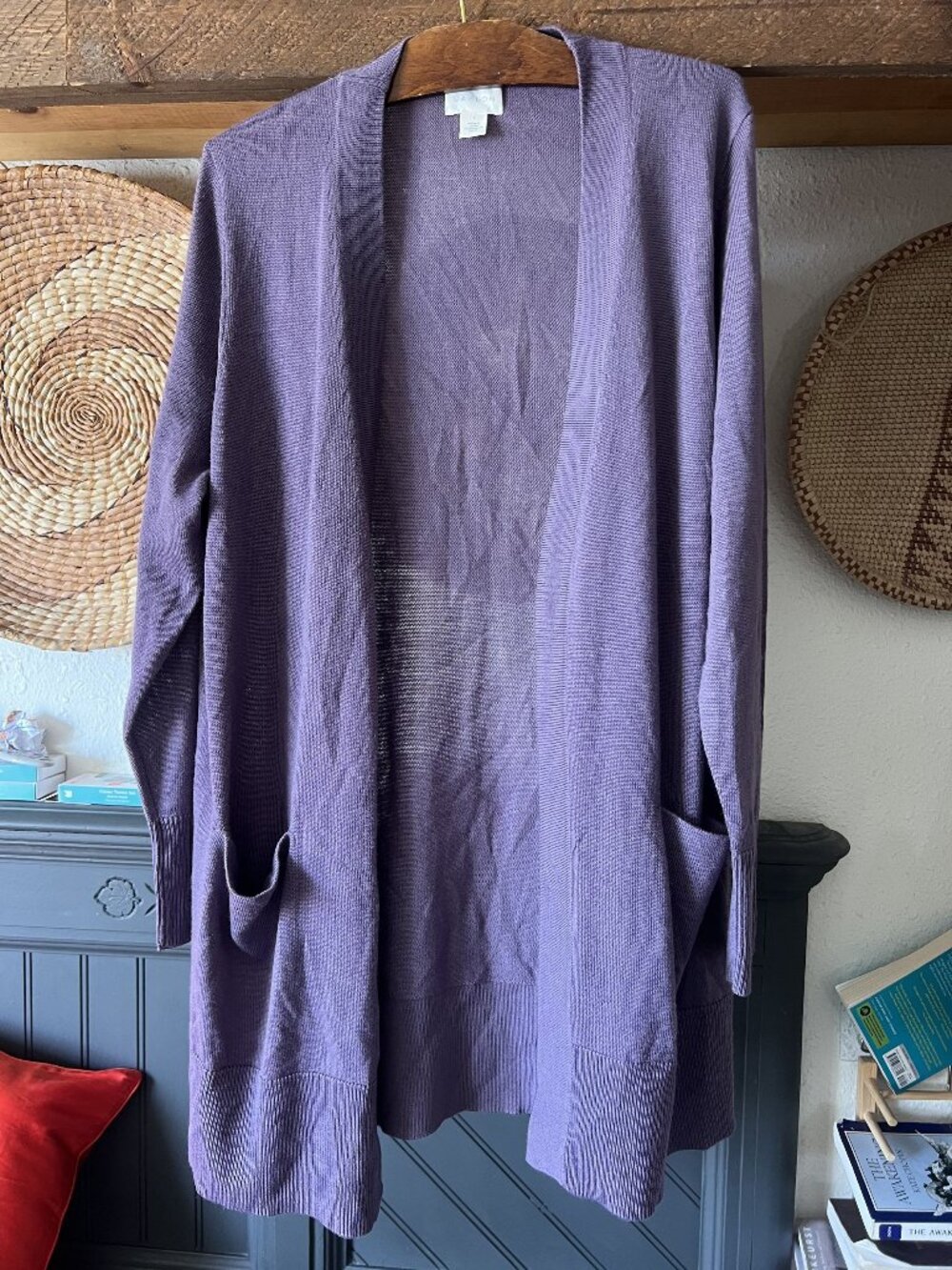 Caslon Merino Purple Large Cardigan Duster Lightweight